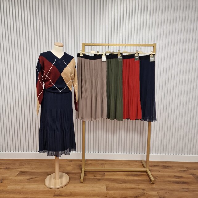 Rok plissé lang model - marine