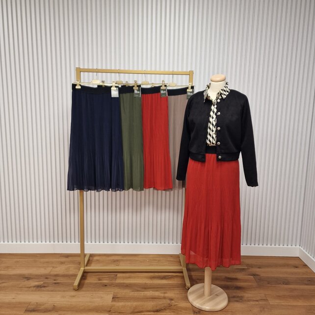 Rok plissé lang model - brique