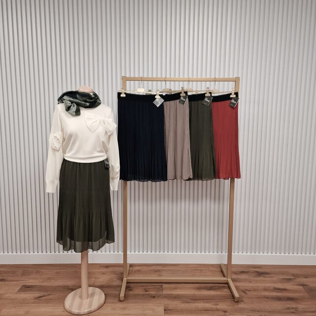 Rok plissé kort model - olijf