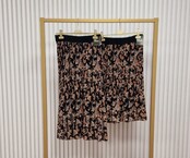 Rok plissé kort model - zwart/cognac paisley