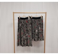 Rok plissé lang model - olijf/bordeaux dessin