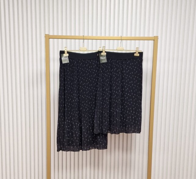 Rok plissé kort model - zwart/lichtblauw dessin