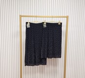 Rok plissé lang model - zwart/lichtblauw dessin