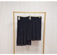 Rok plissé lang model - zwart/lichtblauw dessin