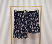 Rok plissé lang model - marine/zand dessin