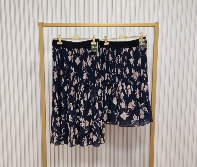 Rok plissé lang model - marine/zand dessin