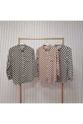 Blouse Ria - zwart/beige