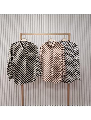 Blouse Ria - zwart/beige