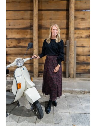 Rok Iris - bordeaux/zwart mesh