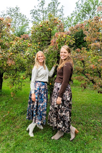 Rok Marja - marine/petrol patroon