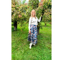 Rok Marja - marine/petrol patroon