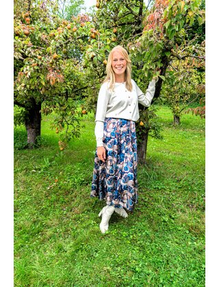 Rok Marja - marine/petrol patroon