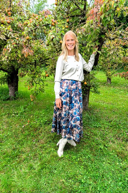 Rok Marja - marine/petrol patroon