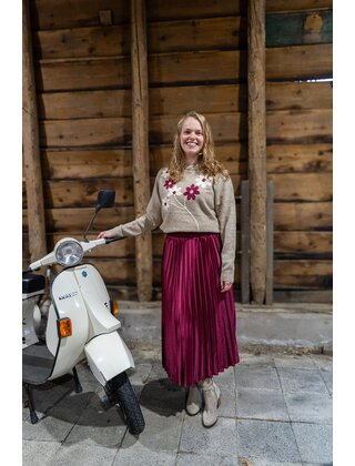 Rok Amber - bordeaux satijn