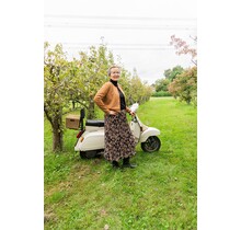 Rok plissé kort model - zwart/cognac paisley