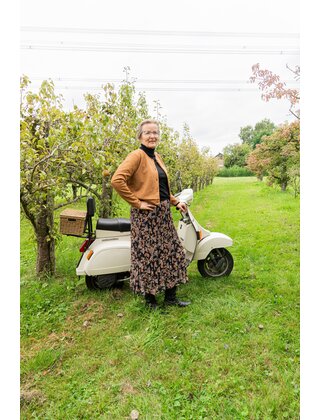 Rok plissé kort model - zwart/cognac paisley