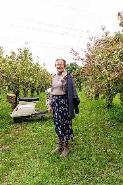 Rok plissé lang model - marine/zand dessin