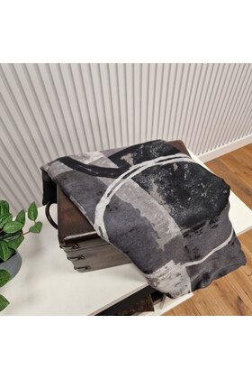 Sjaal met grafische vlakken - zwart