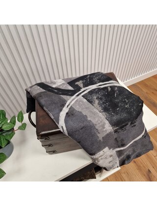 Sjaal met grafische vlakken - zwart