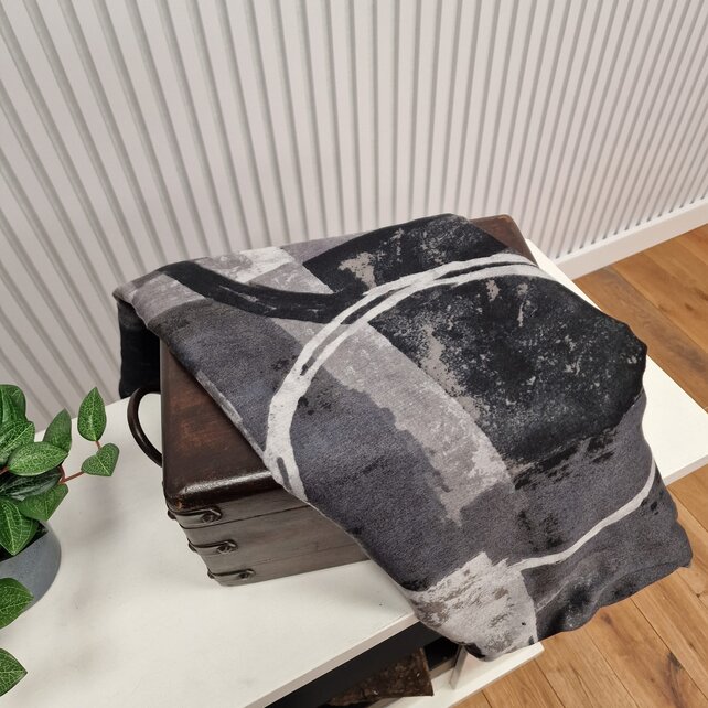 Sjaal met grafische vlakken - zwart