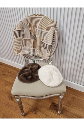 Sjaal met grafische lijnen - beige