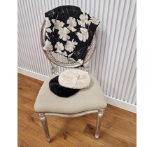 Sjaal met bloemen - zwart/wit