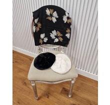 Sjaal met bloemen - zwart/wit/bruin