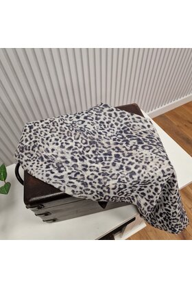 Sjaal met panterprint - zwart