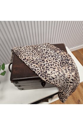 Sjaal met panterprint - zwart/beige