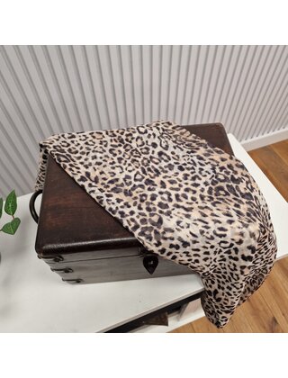 Sjaal met panterprint - zwart/beige