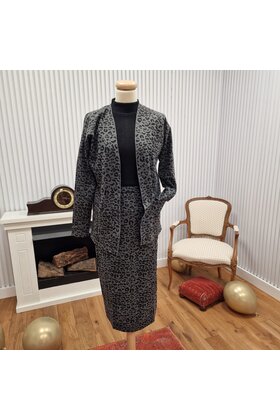 Blazervest Pascale - panter zwart/grijs