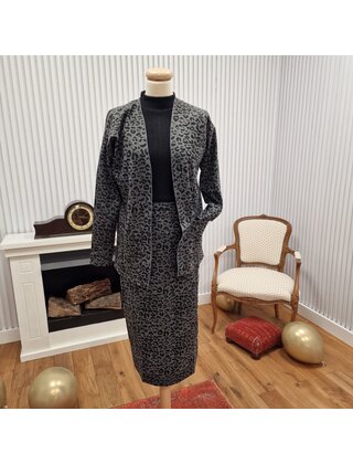 Blazervest Pascale - panter zwart/grijs