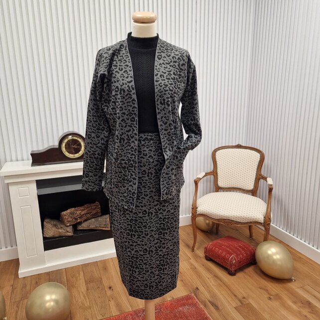 Blazervest Pascale - panter zwart/grijs