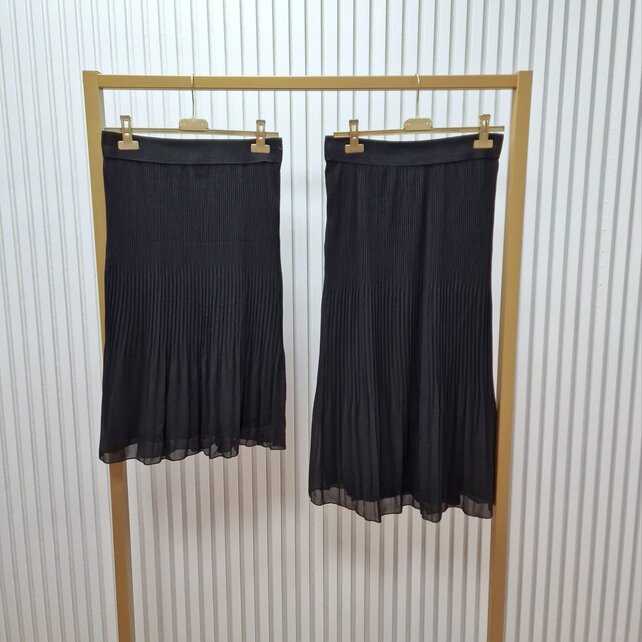 Rok plissé lang model - zwart