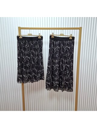 Rok plissé kort model - dessin zwart/wit