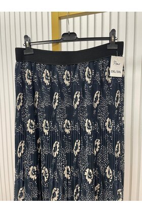 Rok plissé kort model - blauw/beige *