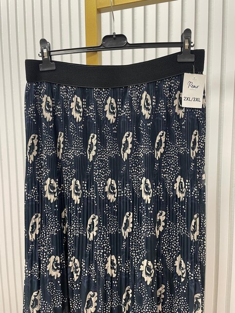 Rok plissé kort model - blauw/beige *