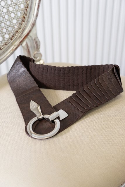 Riem met haaksluiting - bruin