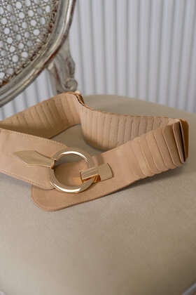 Riem met haaksluiting - beige