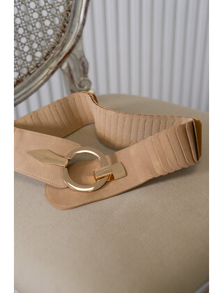 Riem met haaksluiting - beige