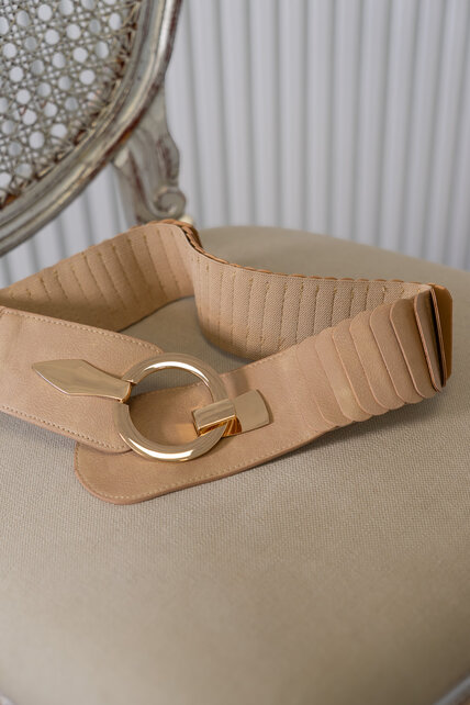 Riem met haaksluiting - beige
