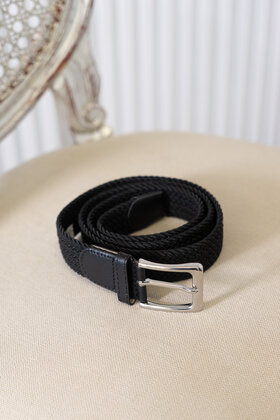 Riem gevlochten smal - zwart