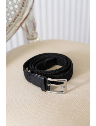Riem gevlochten smal - zwart