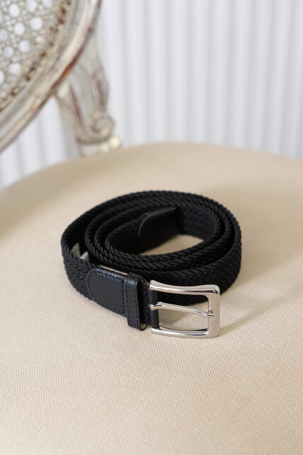 Riem gevlochten smal - zwart