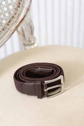 Riem gevlochten smal - bruin
