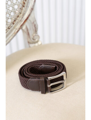 Riem gevlochten smal - bruin