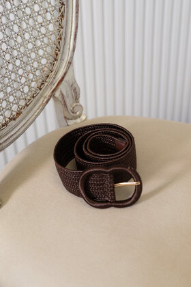 Riem gevlochten breed - bruin