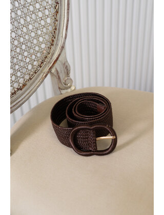 Riem gevlochten breed - bruin