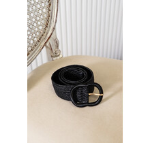 Riem gevlochten breed - zwart