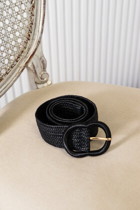 Riem gevlochten breed - zwart